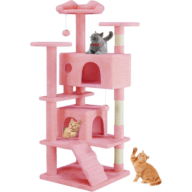 Multi-Level Cat Tree Tower – Indoor Apartment Playhouse with Sisal Scratching Posts & Plush Toys