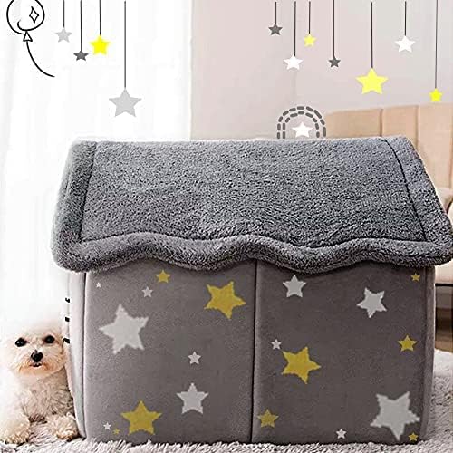 Foldable Pet House – Warm Winter Dog & Cat Bed | Enclosed Cave Kennel with Removable Cushion