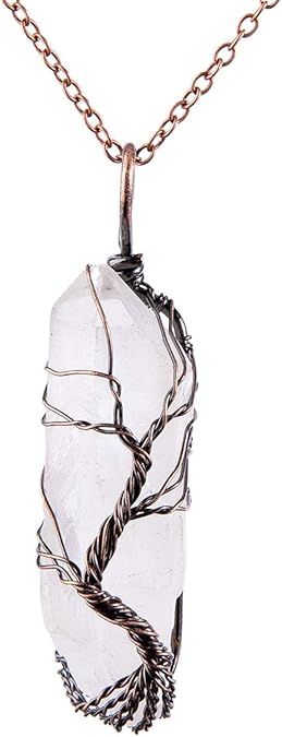 Stone Crystal Tree of Life Pendant Necklace – Fashionable Spiritual Jewelry for Men & Women