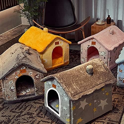 Foldable Pet House – Warm Winter Dog & Cat Bed | Enclosed Cave Kennel with Removable Cushion