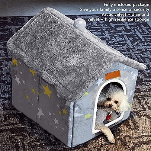 Foldable Pet House – Warm Winter Dog & Cat Bed | Enclosed Cave Kennel with Removable Cushion