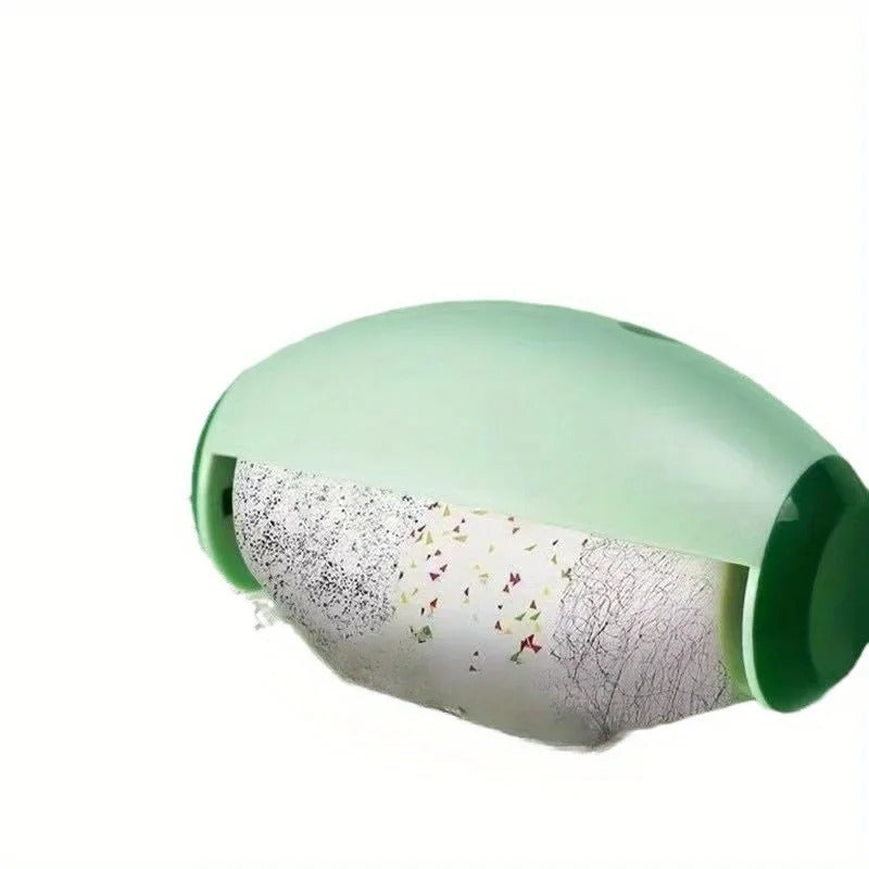 Green pet toy with a textured interior on a white background
