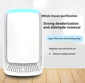 Air purifier with text on a white background
